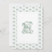 Green Toile Elephant Baby shower Kaart (Achterkant)
