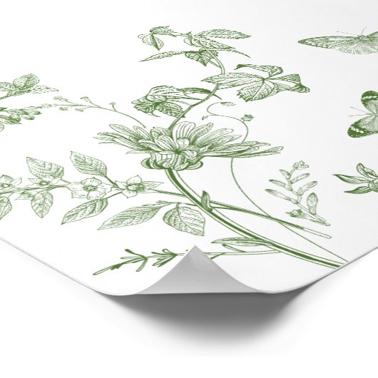 Green Toile Jouy Floral Vrijgezellenfeest Welkomst Poster (Hoek)