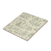 Green Toile Woodland Deer Christmas Pattern (2) Tegeltje (Zijkant)