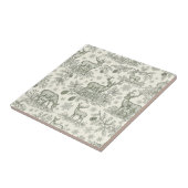 Green Toile Woodland Deer Christmas Pattern (3) Tegeltje (Zijkant)