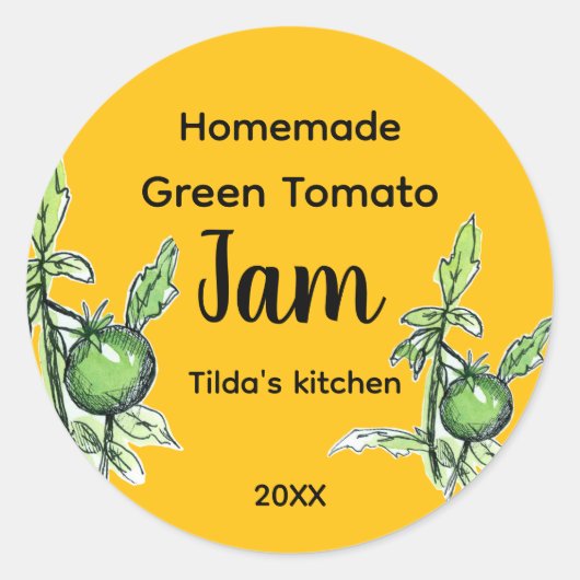 Green Tomato Jam Homemade Product Label (Voorkant)