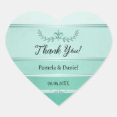 Green Tone On Tone Stripe Wedding Thank You Hart Sticker (Voorkant)