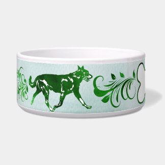 Green Toned Beauceron Gaiting voegt een Naam toe Voerbakje