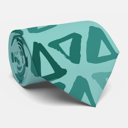 Green Tones Triangles Stropdas (Opgerold)