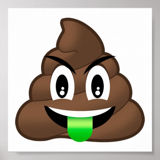 Green Tongue Crazy Poop Emoji Poster (Voorkant)