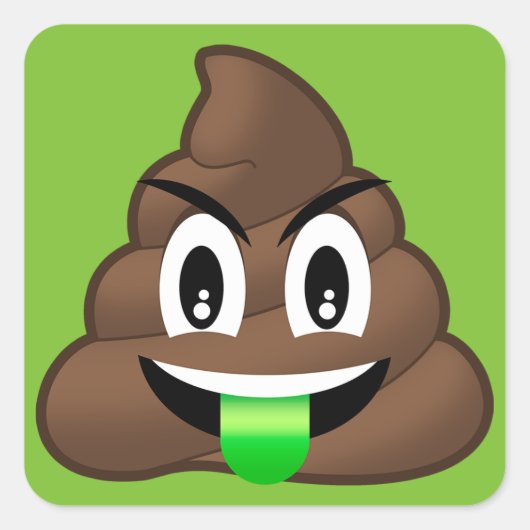Green Tongue Crazy Poop Emoji Vierkante Sticker (Voorkant)