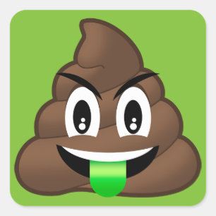 Green Tongue Crazy Poop Emoji Vierkante Sticker