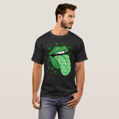 Green Tongue & Lips Shamrock St Patrick's Day Girl T-shirt (Voorkant volledig)