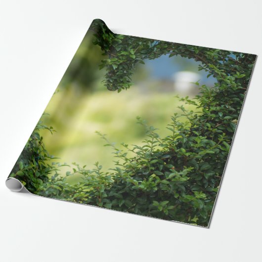 Green Topiary Heart Cadeaupapier (Uitgerold)