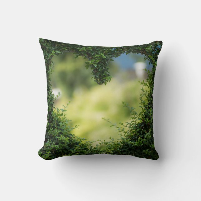 Green Topiary Heart Kussen (Voorkant)