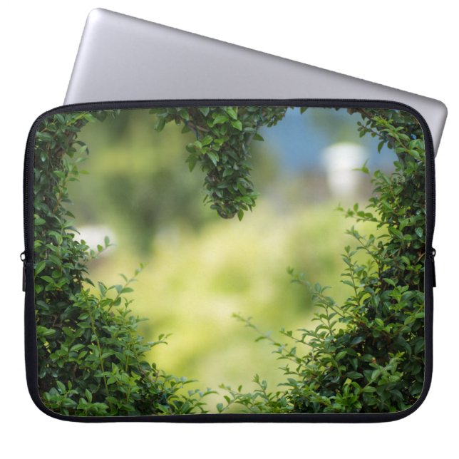 Green Topiary Heart Laptop Sleeve (Voorkant)