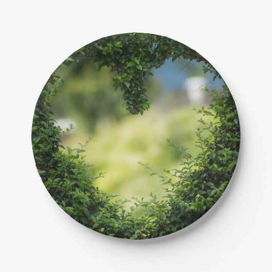 Green Topiary Heart Papieren Bordje (Voorkant)