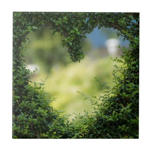 Green Topiary Heart Tegeltje (Voorkant)