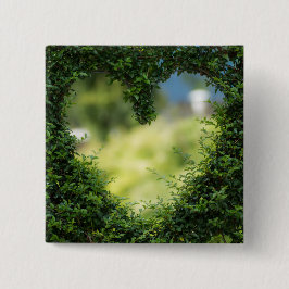 Green Topiary Heart Vierkante Button 5,1 Cm