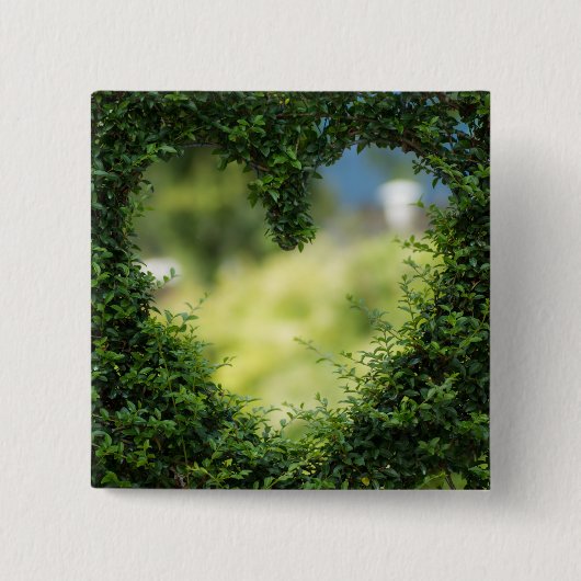 Green Topiary Heart Vierkante Button 5,1 Cm (Voorkant)