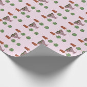 Green Topiary Pink Staffordshire Dogs Cadeaupapier (Hoek)