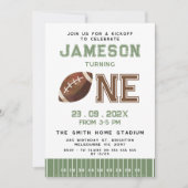 Green Touch Lines Football 1e Verjaardagsuitnodigi Kaart (Voorkant)