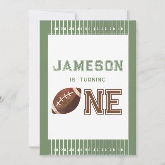 Green Touch Lines Football 1e Verjaardagsuitnodigi Kaart (Achterkant)