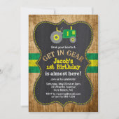 Green Tractor 1st Birthday Boy Party Boerderij Kaart (Voorkant)