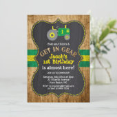 Green Tractor 1st Birthday Boy Party Boerderij Kaart (Staand voorkant)