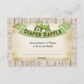 Green Tractor Baby Boy Diaper Raffle Card Informatiekaartje (Voorkant)