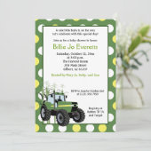 Green Tractor Baby shower 5x7 Uitnodiging (Staand voorkant)