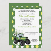 Green Tractor Baby shower 5x7 Uitnodiging (Voorkant / Achterkant)