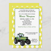 Green Tractor Baby shower 5x7 Uitnodiging (geel) (Voorkant / Achterkant)
