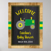 Green Tractor Baby shower Welkomstteken Decor Poster (Voorkant)