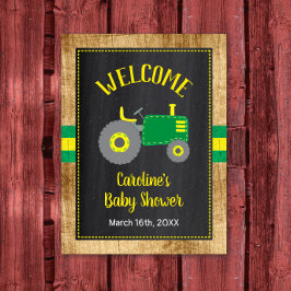 Green Tractor Baby shower Welkomstteken Decor Poster