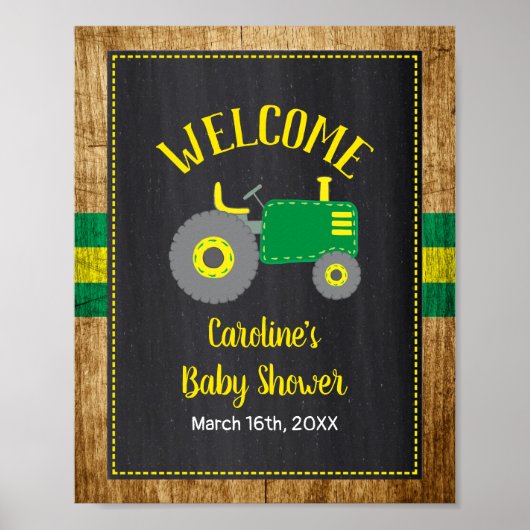 Green Tractor Baby shower Welkomstteken Decor Poster (Voorkant)