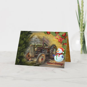 Green Tractor Barn-kerstfeestkaart Feestdagen Kaart
