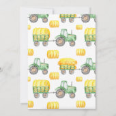 Green Tractor Birthday Invitation Kaart (Achterkant)