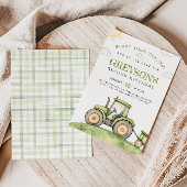 Green Tractor Birthday Invitation Kaart