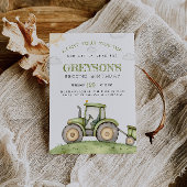 Green Tractor Birthday Invitation Kaart