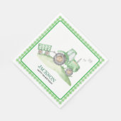 Green Tractor birthday napkins checkered gingham Servet (Hoek)