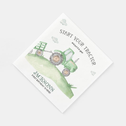 Green Tractor birthday napkins Servet (Hoek)