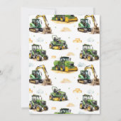 Green Tractor Birthday Party Kaart (Achterkant)