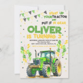 Green Tractor Birthday Party Kaart (Voorkant)