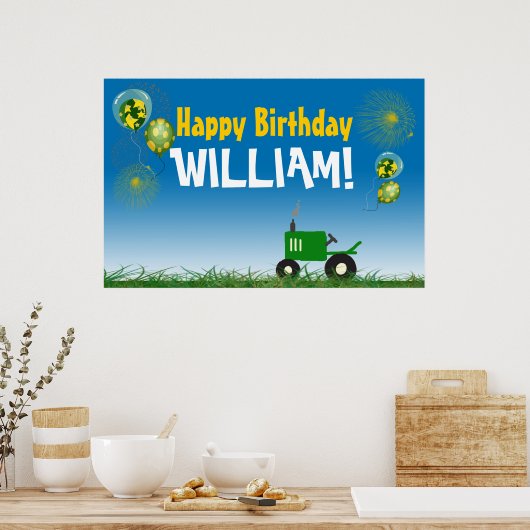 Green Tractor Birthday Poster (Keuken)