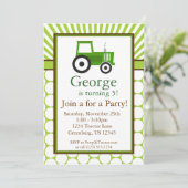 Green Tractor - Boerderij Birthday Party nodigt ui Kaart (Staand voorkant)