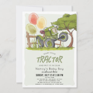 Green Tractor Boerderij Boy Baby shower Kaart