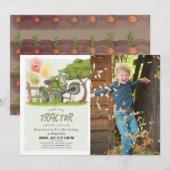 Green Tractor Boerderij Boy Foto Birthday Kaart (Voorkant / Achterkant)