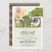 Green Tractor Boerderij Boy Kinderen Kaart (Voorkant / Achterkant)