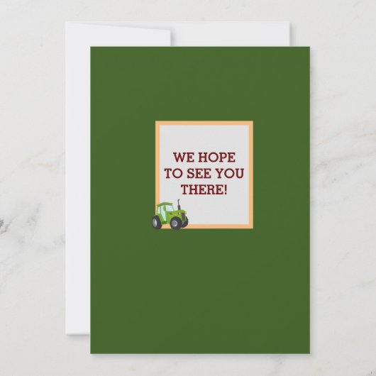 Green Tractor Boys Thmed Birthday Party Kaart (Achterkant)