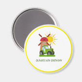 Green Tractor Boys Thmed Birthday Party Magneet (Voorkant / Achterkant)
