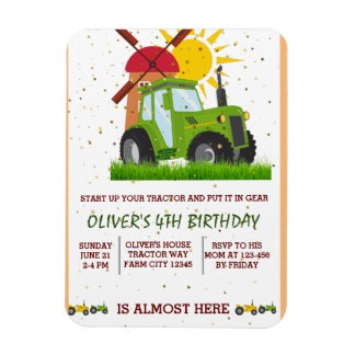 Green Tractor Boys Thmed Birthday Party Magneet