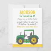 Green Tractor Boys Verjaardagsfeestje Kaart (Voorkant)