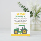 Green Tractor Boys Verjaardagsfeestje Kaart (Staand voorkant)
