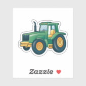 Green Tractor-Cartoon Sticker (Vel)